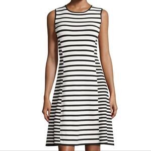 New Catherine Malandrino Black & White Striped A Line Dress sz M